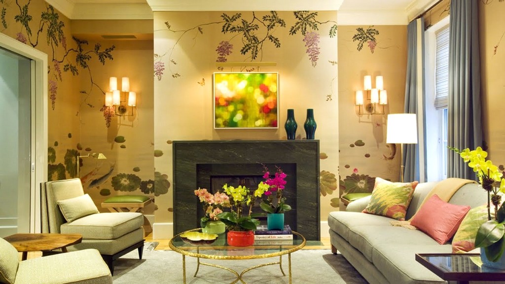 Mempesona Desain Wallpaper Dinding Ruang Tamu Minimalis Motif Bunga