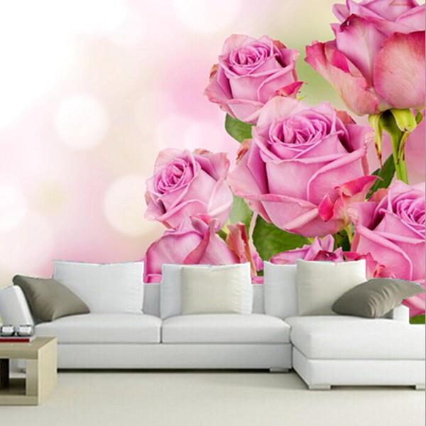 Mempesona Desain Wallpaper Dinding Ruang Tamu Minimalis Pink Motif 3D Bunga Modern Elegan Cantik Mewah Terbaru