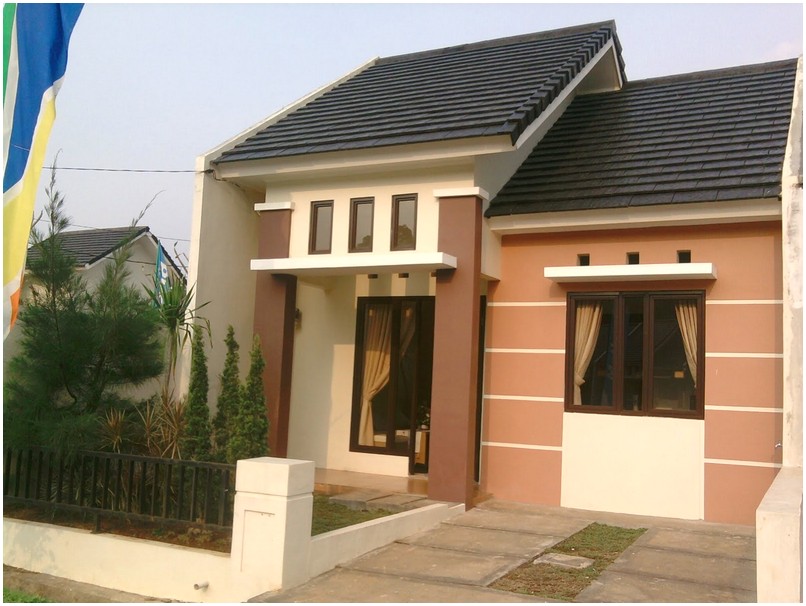Istimewa model desain rumah minimalis 1 lantai mewah nyaman elegan warna cokelat dan krem terbaru tampak depan
