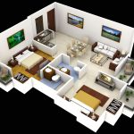 Denah Rumah Sederhana 2 Kamar Tidur Type 36 45 Terbaru 3D