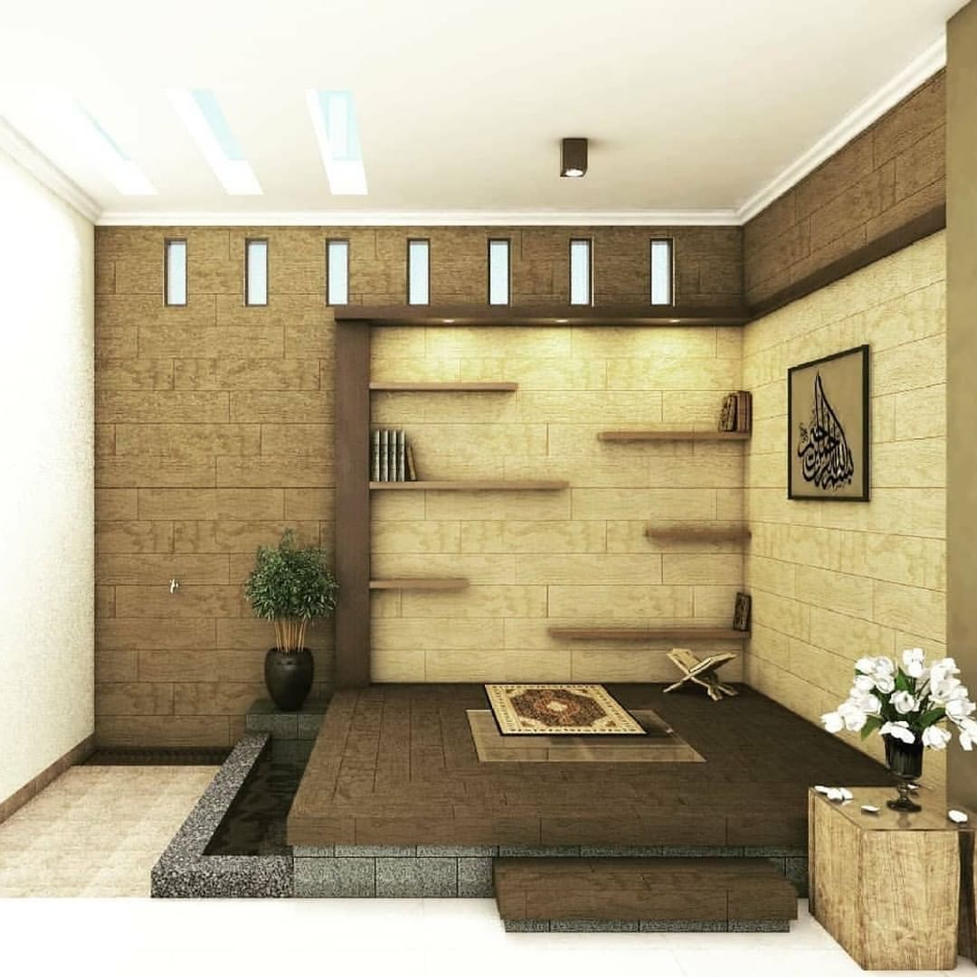 Desain Mushola Minimalis Dalam Rumah Bernuasa Coklat