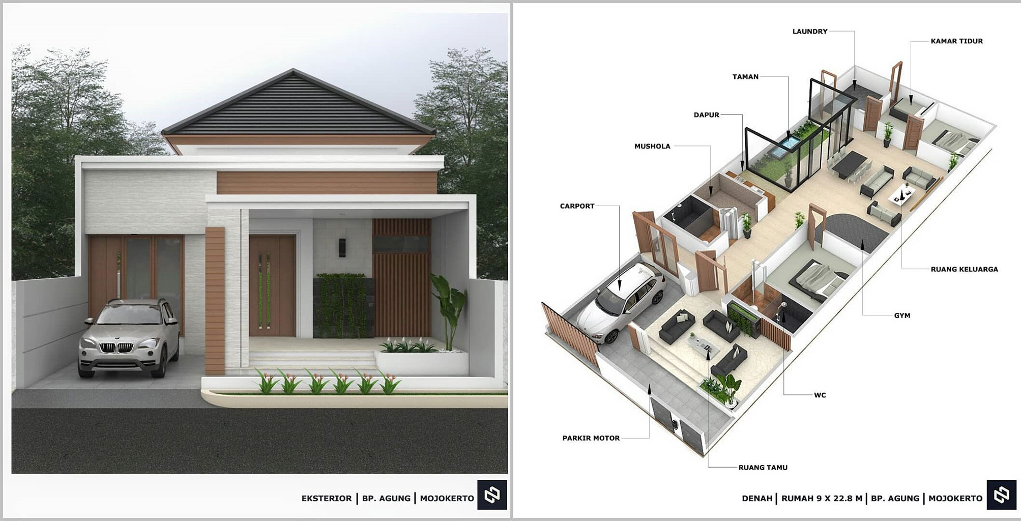 Denah Rumah 3 Kamar Tidur 1 Mushola Terbaru