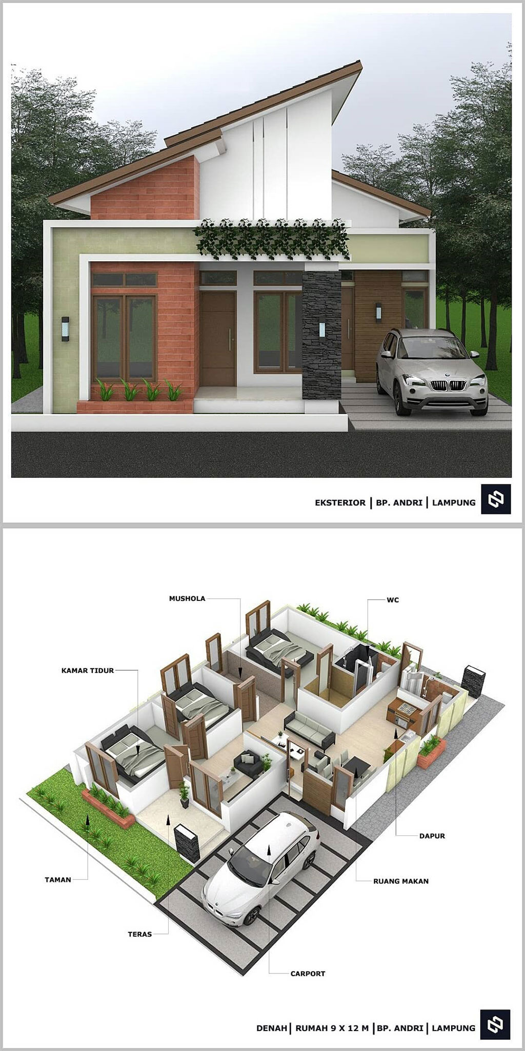 Gambar Denah Rumah Minimalis 3 Kamar Tidur 1 Lantai Terbaru Beserta Keterangannya Ukuran 9 x 12 m